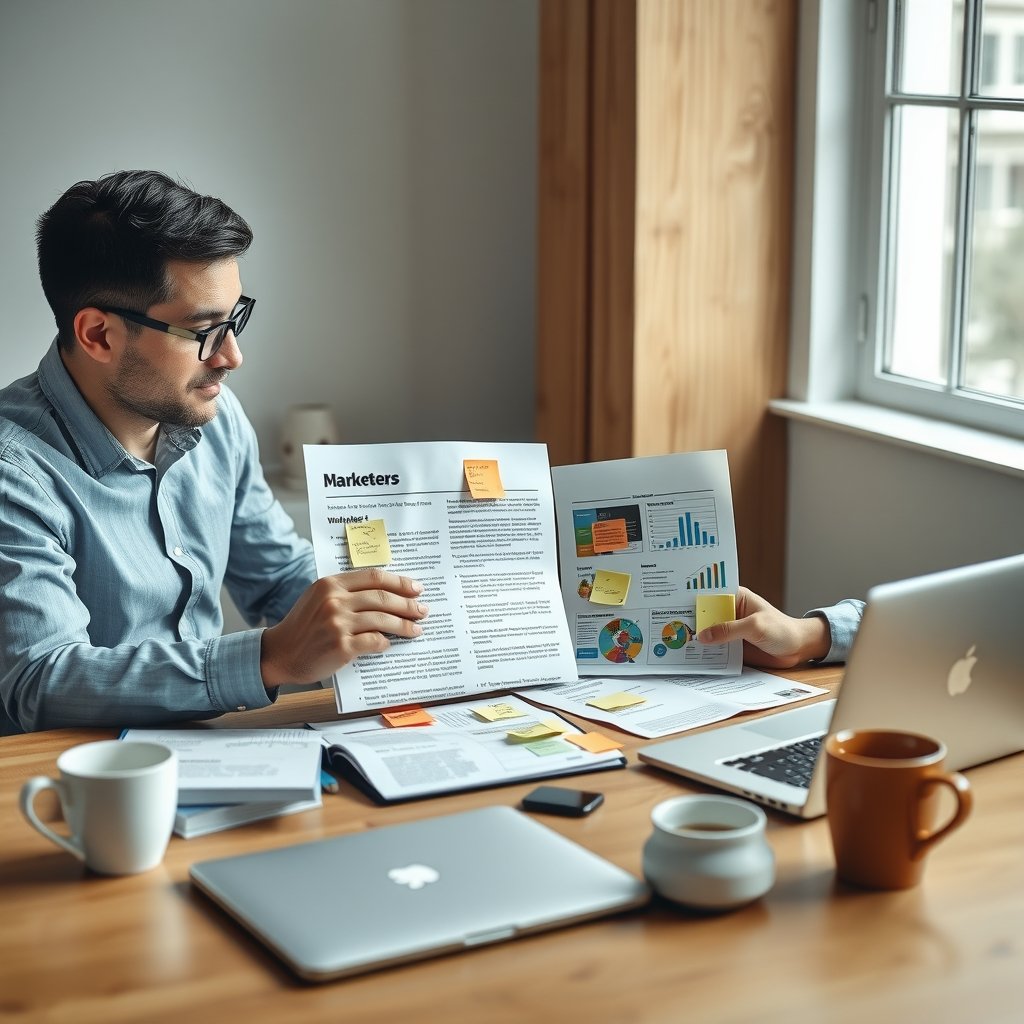 Marketers comparing highlighted printed web pages to see which sources get cited